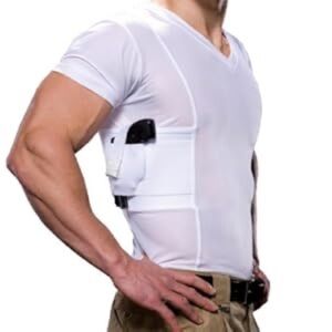 Under Tech Undercover V-Neck Compression White Concealed Carry Holster Shirt L‎